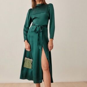 Reformation Julius dress in Emerald